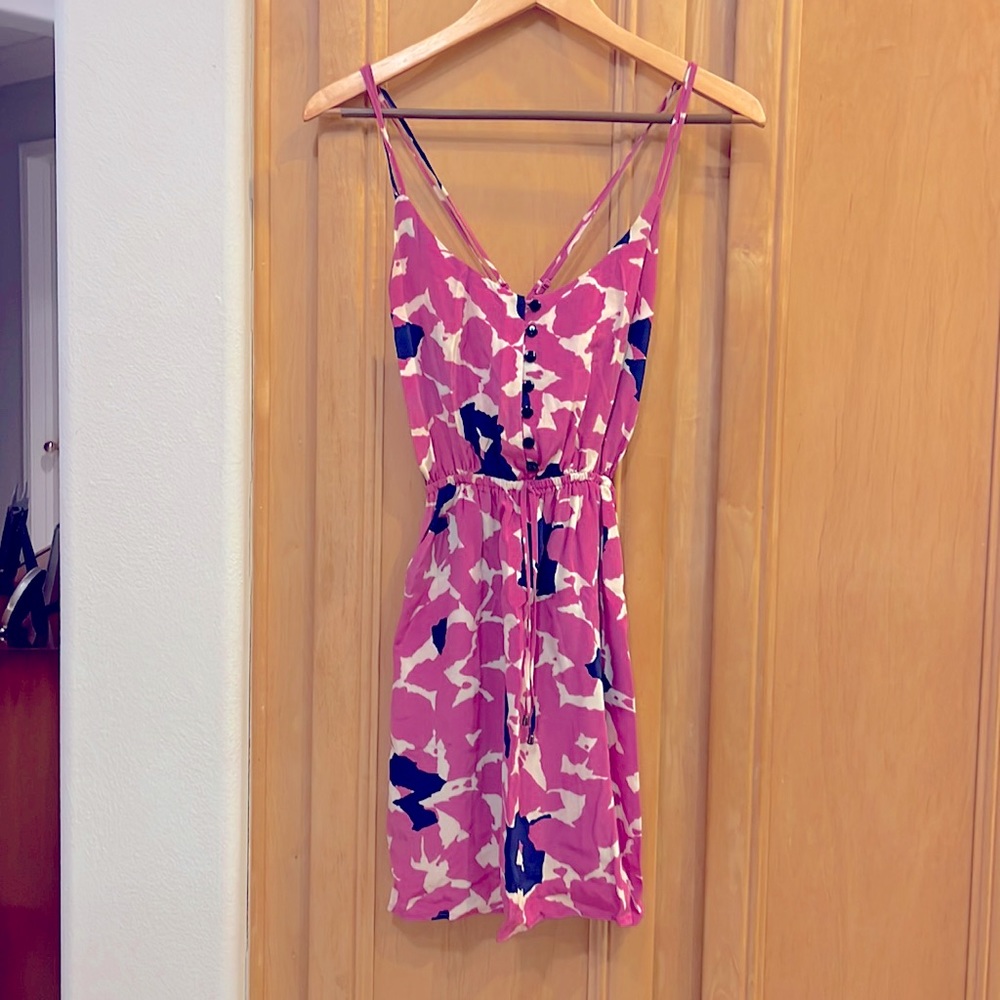 Yumi Kim XS pink/white/blue silk mini sundress